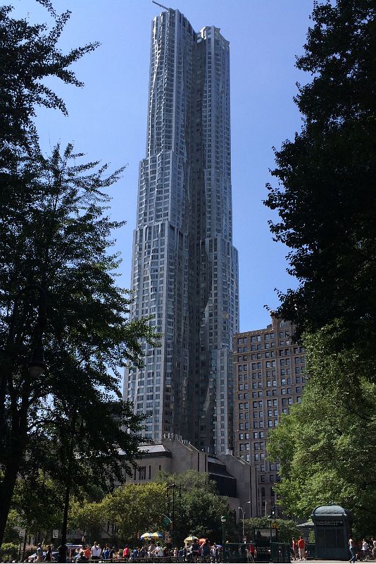 12-4 New York by Gehry From City Hall Park In New York Financial District